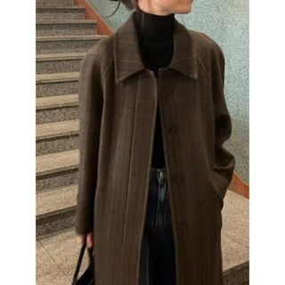 中古［ ounce ] check wool coat / brown 韓国