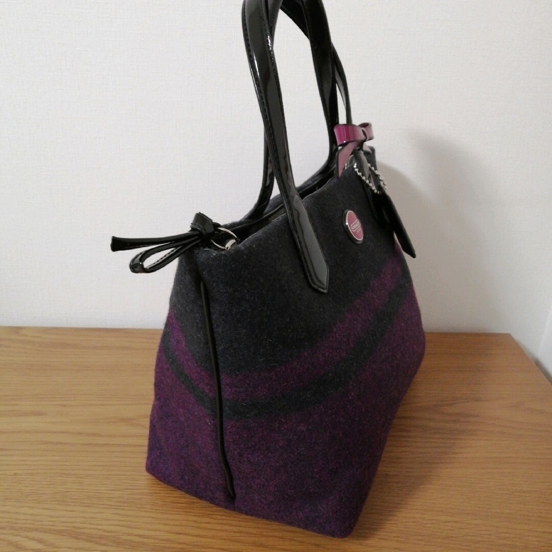 COACH - ◇COACH シグネチャー ストライプ ウール トートバッグ