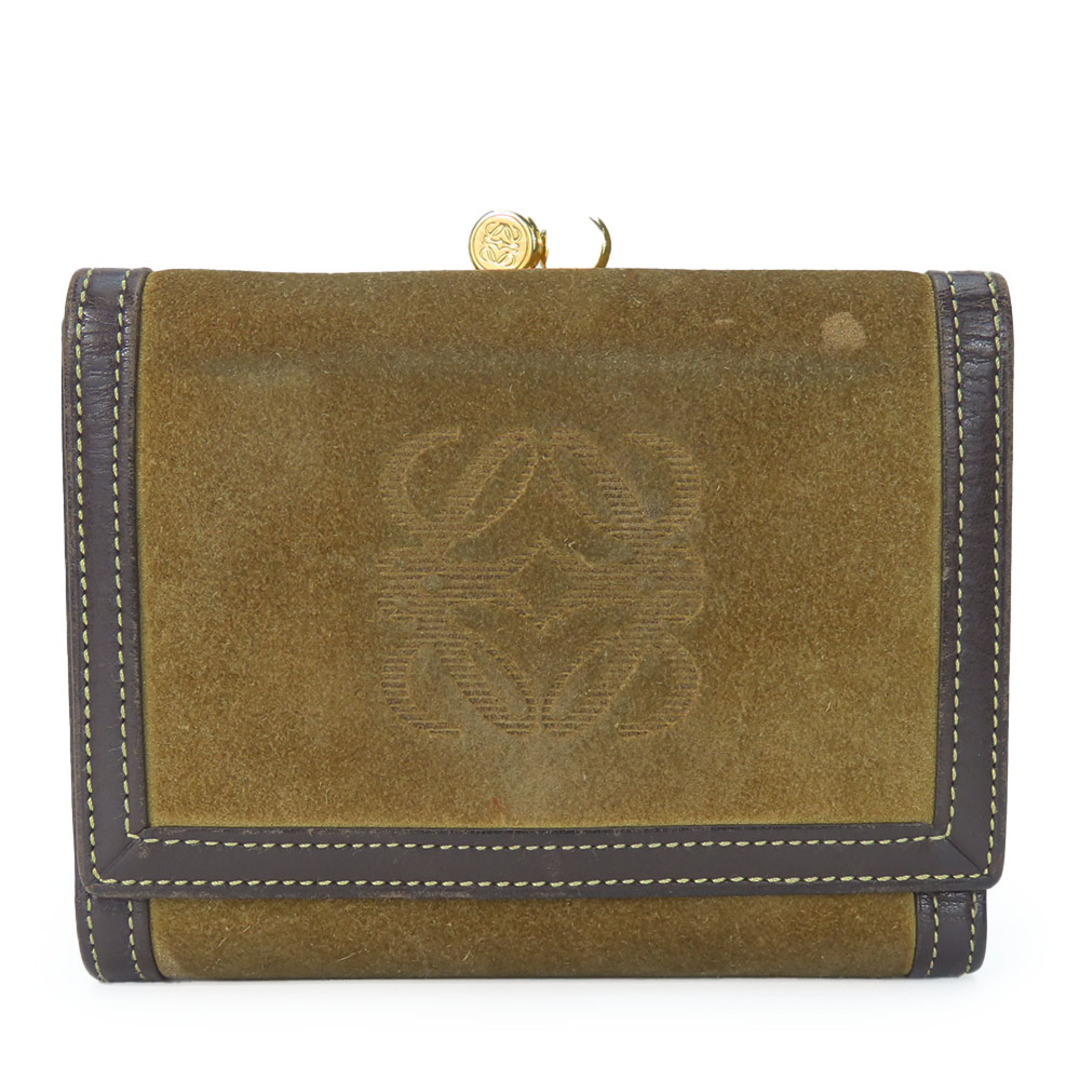 LOEWE - 【中古】 ロエベ 三つ折り財布 スウェード レザー LOEWE - 【中古】 ロエベ 三つ折り財布 スウェード レザー