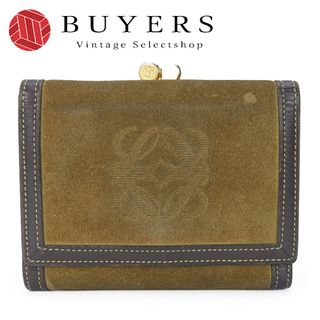 LOEWE - 【中古】 ロエベ 三つ折り財布 スウェード レザー LOEWE - 【中古】 ロエベ 三つ折り財布 スウェード レザー