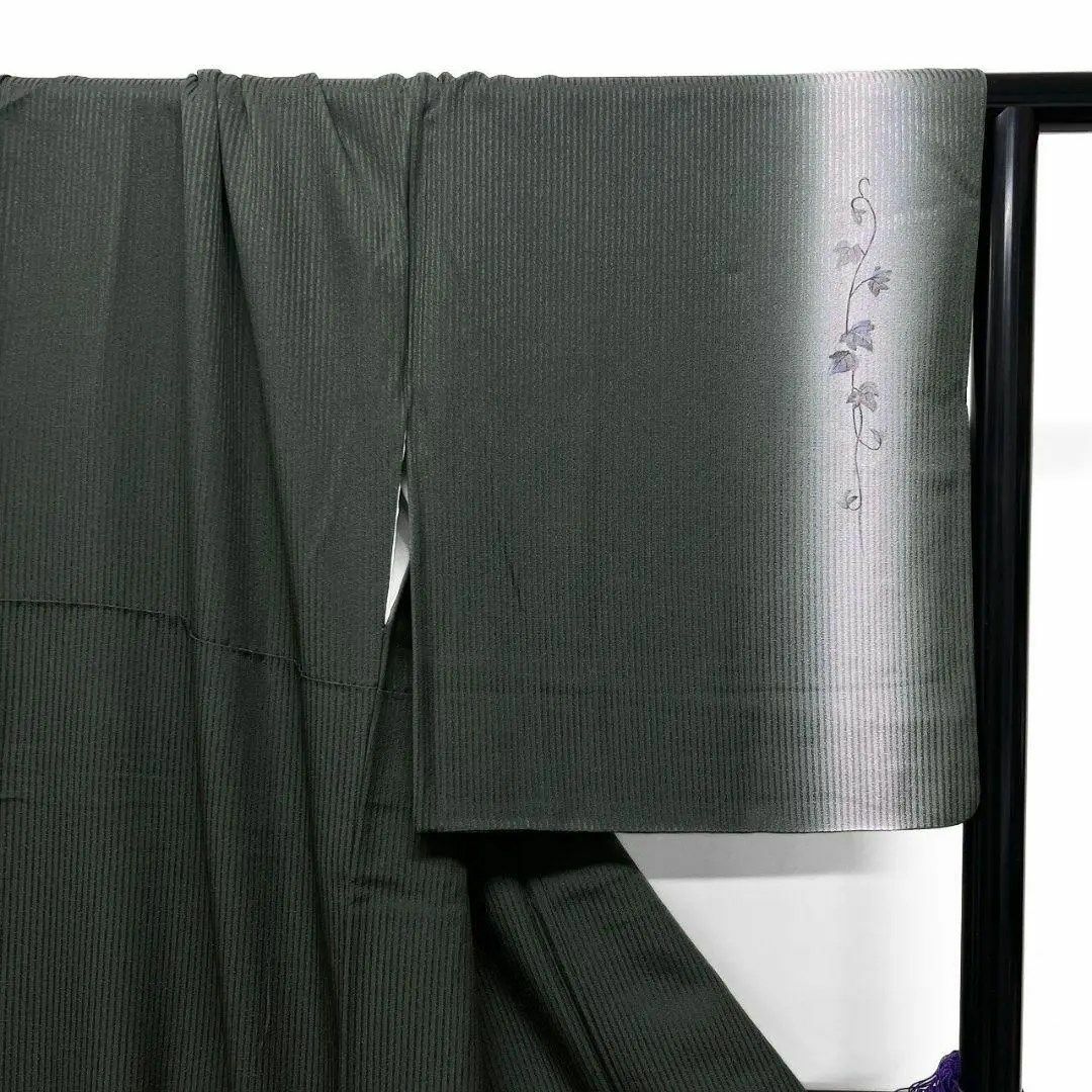 作家もの リーフ模様 縦縞 ぼかし 付け下げ 着物 012a p 作家もの リーフ模様 縦縞 ぼかし 付け下げ 着物 012a p