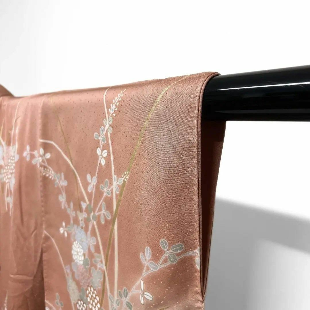 訪問着 金駒刺繍 金彩 菊 萩 花模様 着物 012a d 訪問着 金駒刺繍 金彩 菊 萩 花模様 着物 012a d