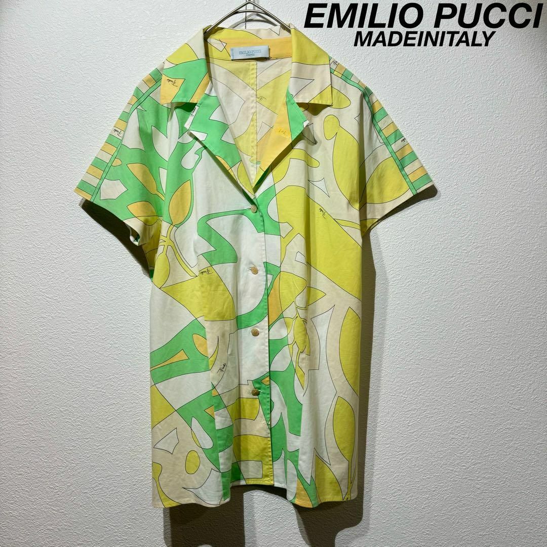 希少 極美品 EMILIO PUCCI 上質 アーカイブ柄 総柄 シャツ 希少 極美品 EMILIO PUCCI 上質 アーカイブ柄 総柄 シャツ