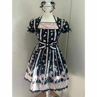 Angelic Pretty(ひざ丈ワンピース ・ ブラック/黒色系)の Angelic Pretty(ひざ丈ワンピース ・ ブラック/黒色系)の