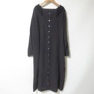 M018　nest Robe　ネストローブ　ブラウン　ワンピース　ロング　リネン　こげ茶(ロングワンピース/マキシワンピース)