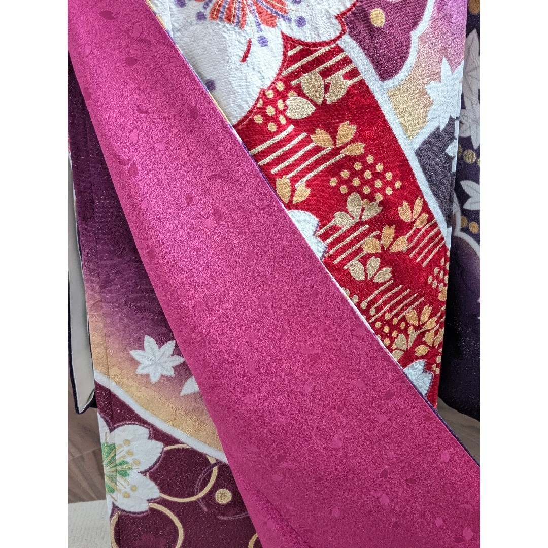 振袖フルセット 身丈168裄68 桜 金駒刺繍 銀通し 新品 成人式 紫 振袖フルセット 身丈168裄68 桜 金駒刺繍 銀通し 新品 成人式 紫
