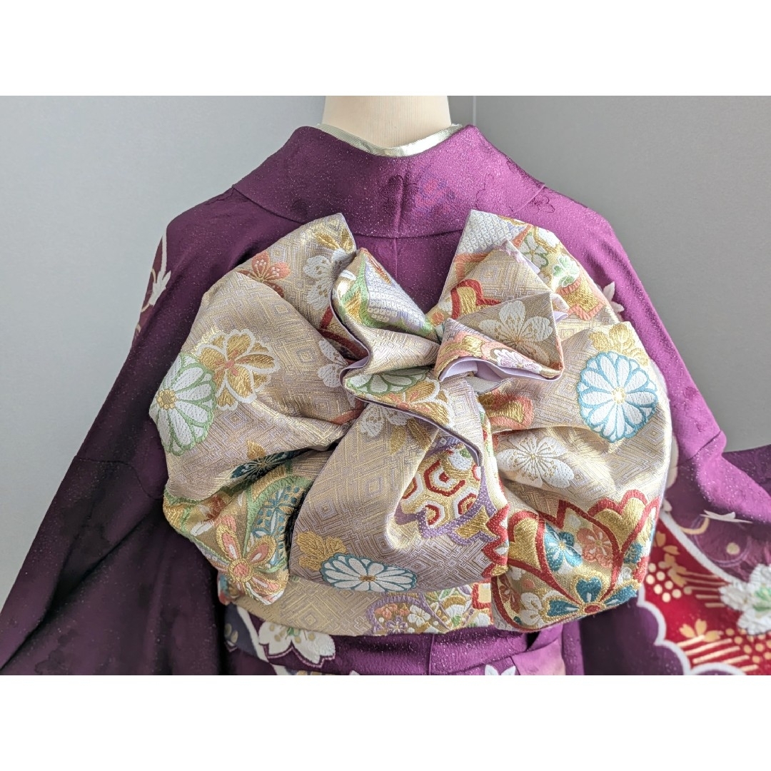 振袖フルセット 身丈168裄68 桜 金駒刺繍 銀通し 新品 成人式 紫 振袖フルセット 身丈168裄68 桜 金駒刺繍 銀通し 新品 成人式 紫