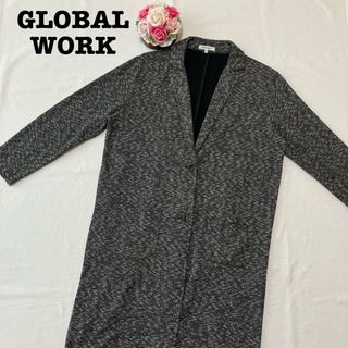 GLOBAL WORK - グローバルワーク レディース　チェスターコート　薄手　Lサイズ　黒　白　ロング