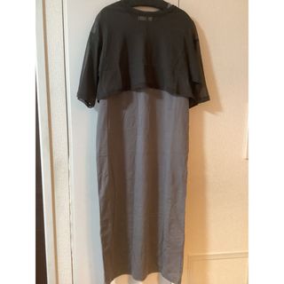 スコットクラブ(SCOT CLUB)のヤマダヤ　Vin メッシュトップスレイヤードワンピース チャコールグレー(ロングワンピース/マキシワンピース)