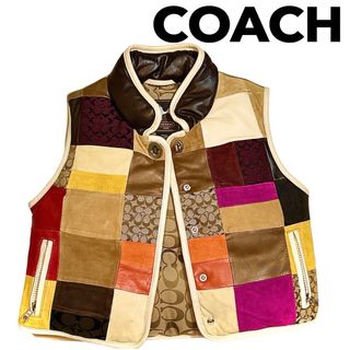 コーチ(COACH)のコーチ　COACH レザーパッチワーク ダウンベスト　キッズＳサイズ(その他)