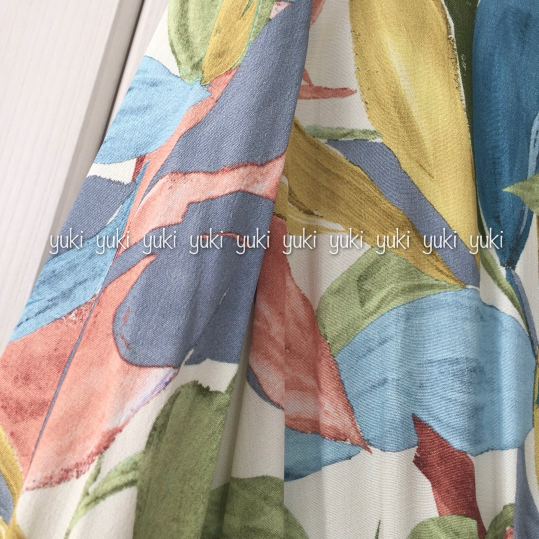 ANAYI - ANAYI ペイントリーフプリントフレアシャツワンピース ANAYI - ANAYI ペイントリーフプリントフレアシャツワンピース
