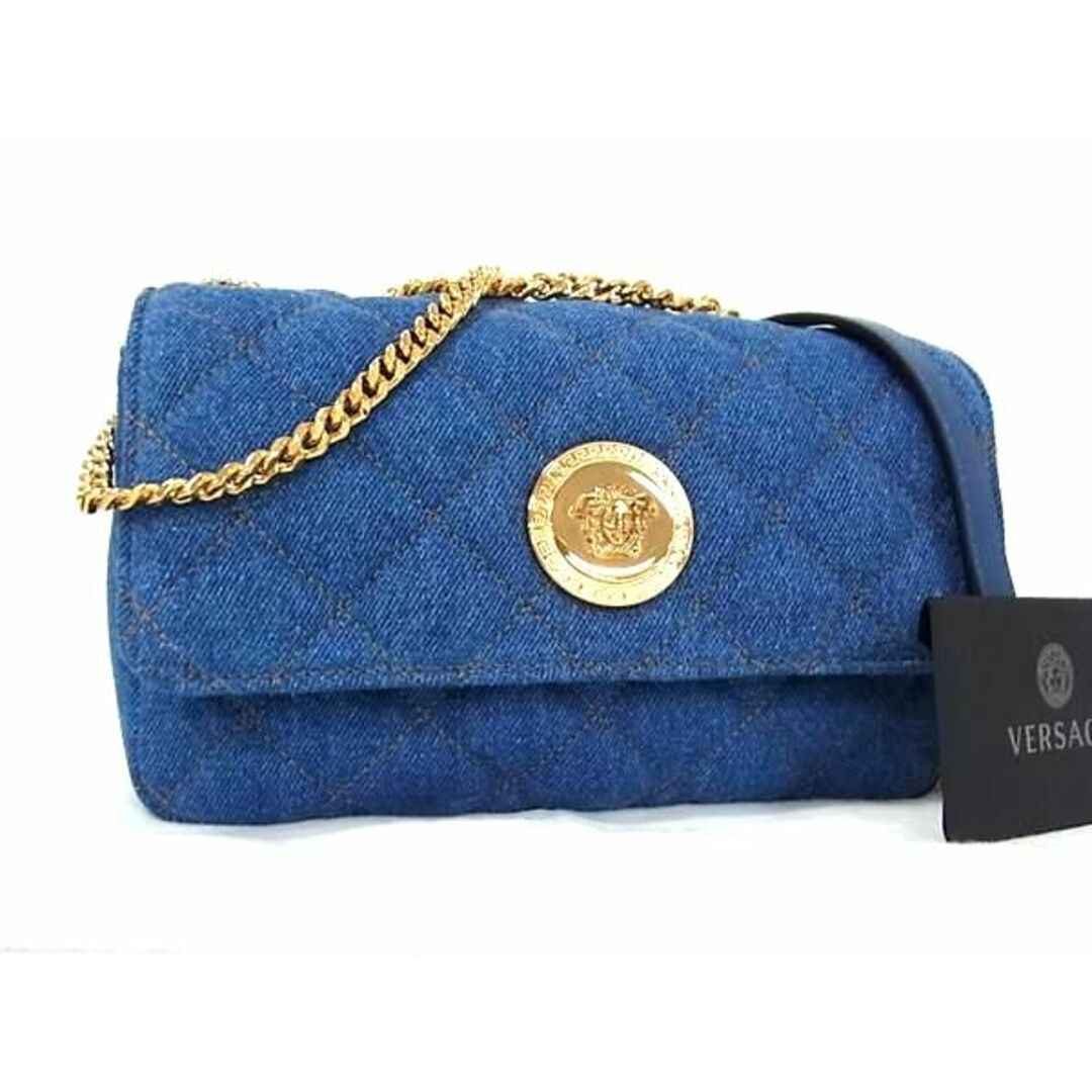 VERSACE - ■新品■未使用■ VERSACE ヴェルサーチ メデューサ デニム チェーン ショルダーバッグ クロスボディ ブルー系×ゴールド系 BN1594