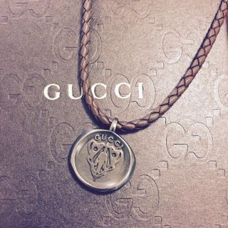 グッチ(Gucci)のGUCCI グッチ ネックレス レザー ヴィンテージ(ネックレス)