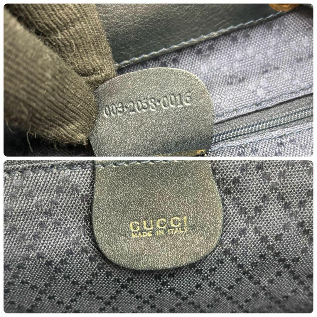 極美品 GUCCI バンブー リュック ネイビー バックパック 極美品 GUCCI バンブー リュック ネイビー バックパック