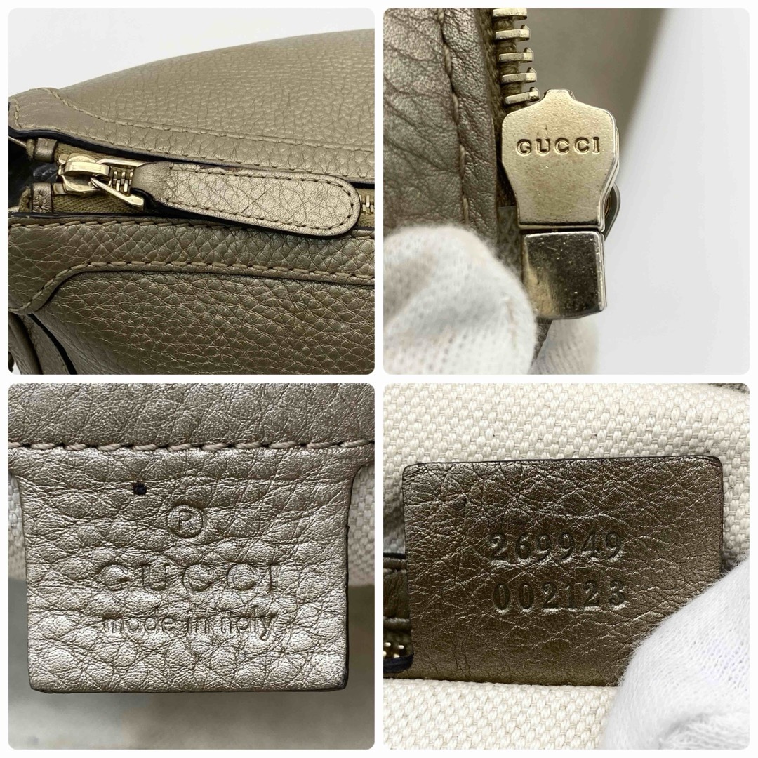 GUCCI ワンショルダー バンブー 編み込み ゴールド レザー GUCCI ワンショルダー バンブー 編み込み ゴールド レザー