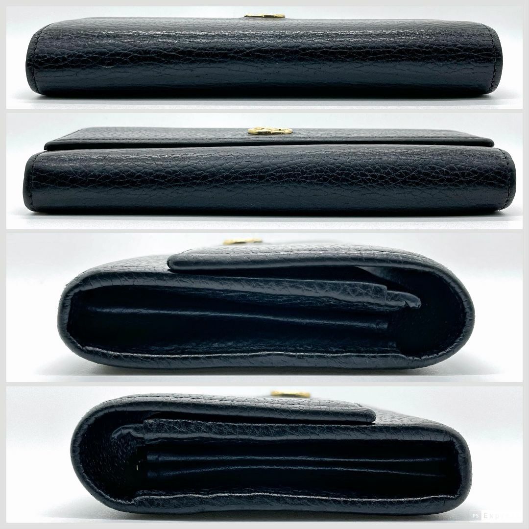 GUCCI グッチ GGマーモント レザー 長財布 ブラック フラップ
