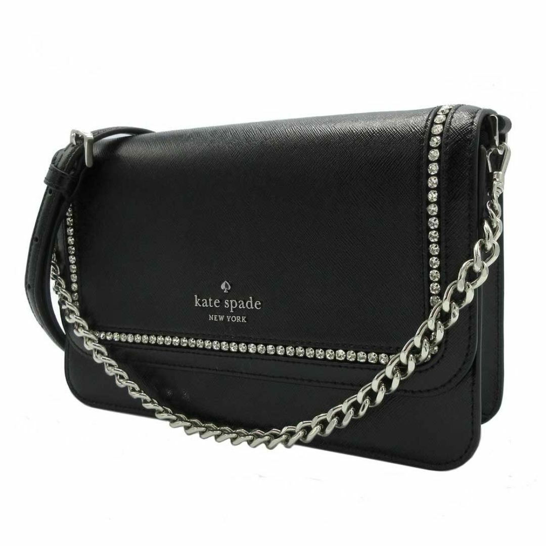 kate spade NEW YORK - 【新品】ケイトスペード ニューヨーク KJ930 001 (ブラックマルチ)  バッグ ショルダーバッグ kate spade NEW YORK マディソン レザー クリスタル チェーンハンドル インレイ フラップ 2WAY 斜め掛け アウトレット レディース
