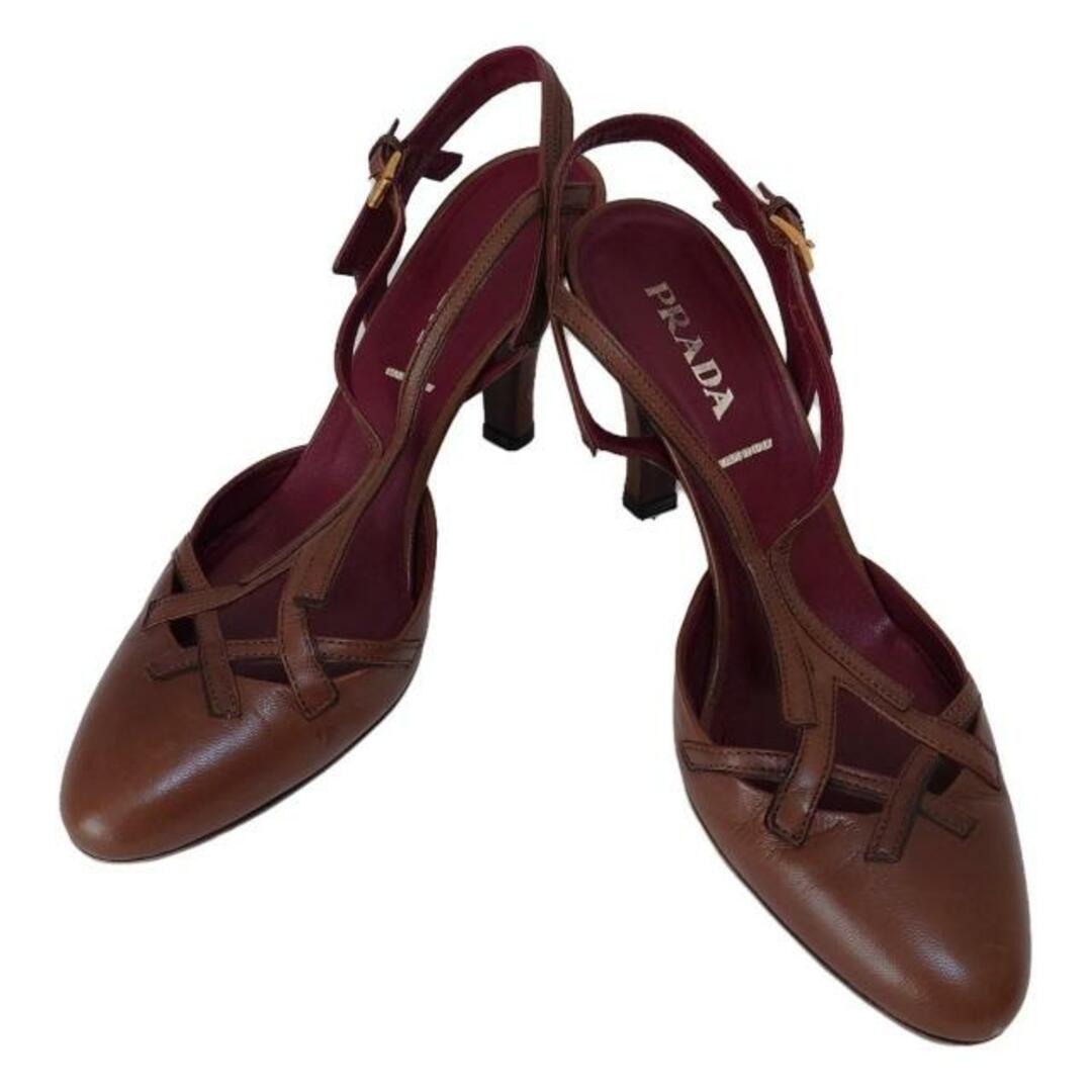 PRADA(プラダ) サンダル 37 レディース - ダークブラウン レザー PRADA(プラダ) サンダル 37 レディース - ダークブラウン レザー