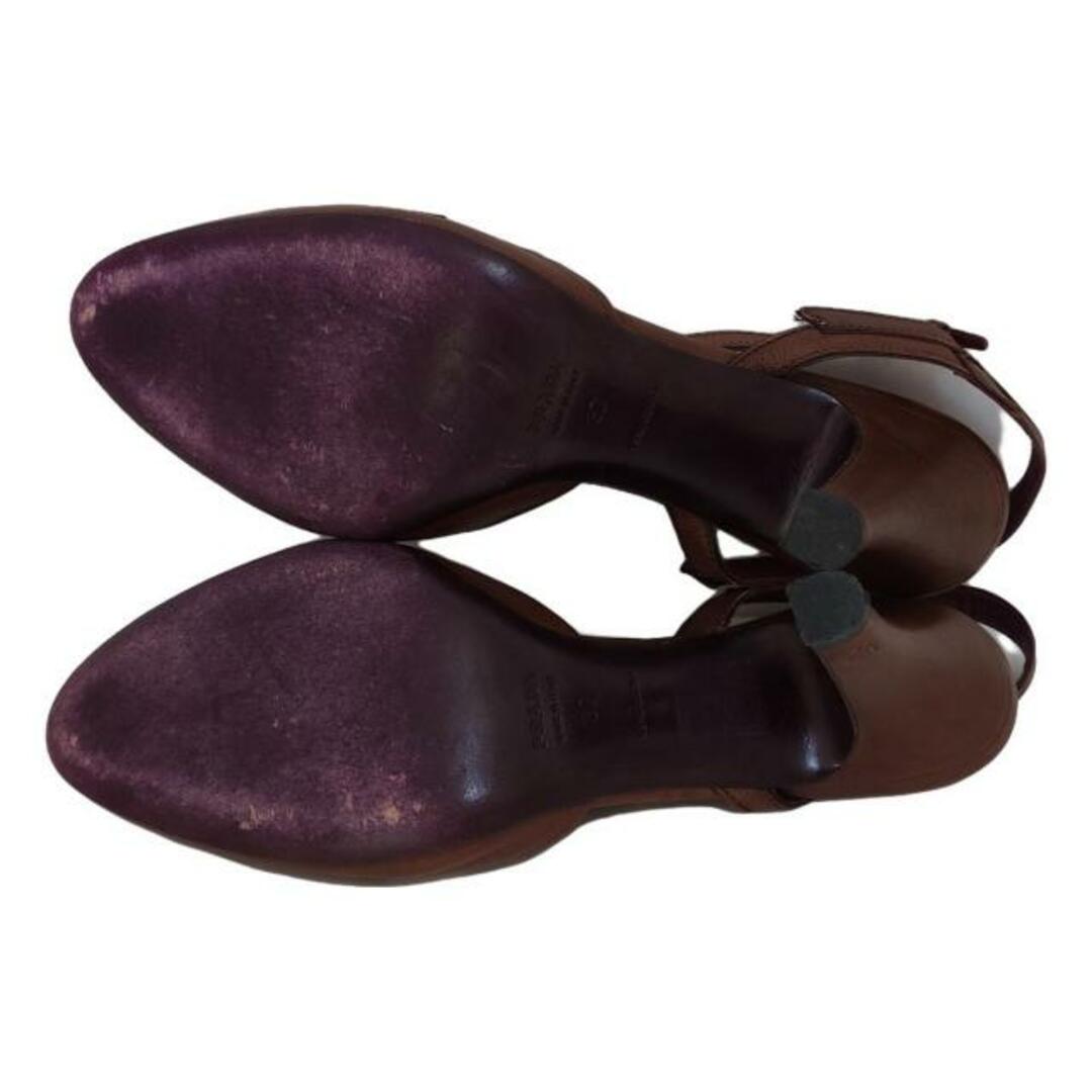 PRADA(プラダ) サンダル 37 レディース - ダークブラウン レザー PRADA(プラダ) サンダル 37 レディース - ダークブラウン レザー