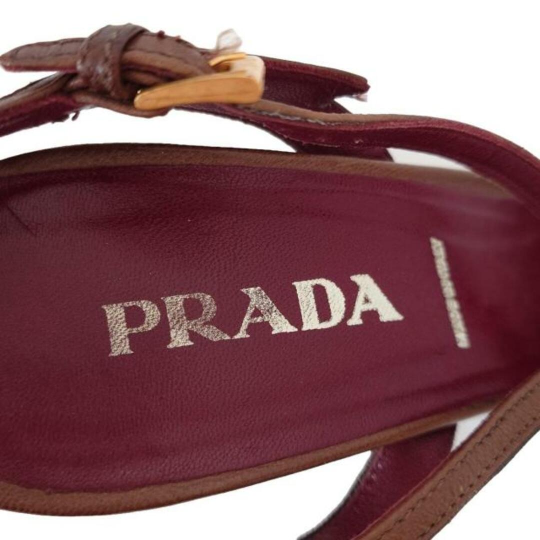 PRADA(プラダ) サンダル 37 レディース - ダークブラウン レザー PRADA(プラダ) サンダル 37 レディース - ダークブラウン レザー