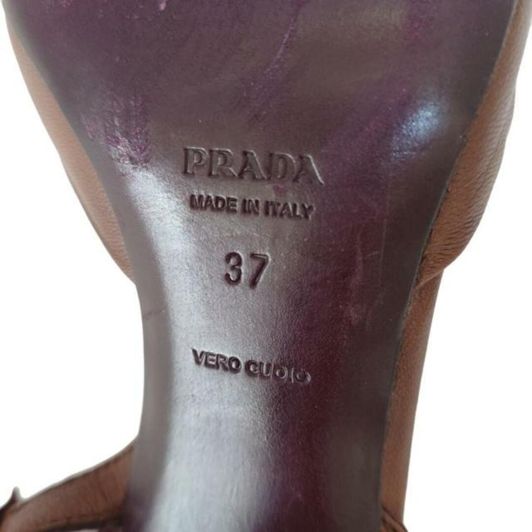 PRADA(プラダ) サンダル 37 レディース - ダークブラウン レザー PRADA(プラダ) サンダル 37 レディース - ダークブラウン レザー