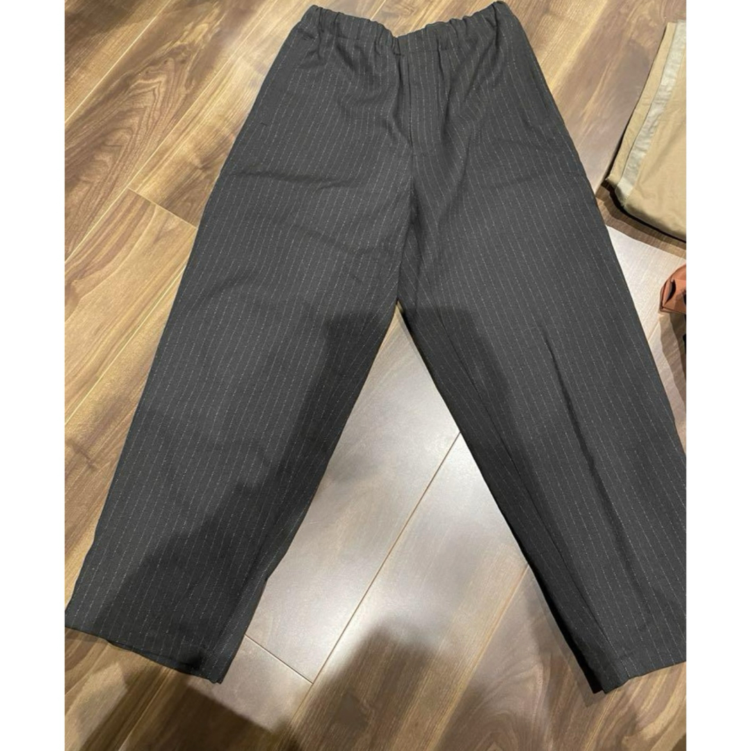 美品】UNIONSLACK 401 ウールストライプパンツ ブラックMサイズ 美品】UNIONSLACK 401 ウールストライプパンツ ブラックMサイズ