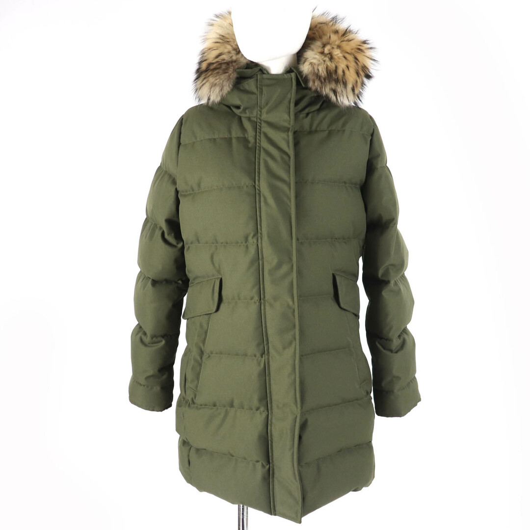 Pyrenex - 極美品☆Pyrenex ピレネックス GRENOBLE FUR INTL ロゴワッペン・ラクーンファー・フード付 ダウンコート カーキ 40 レディース