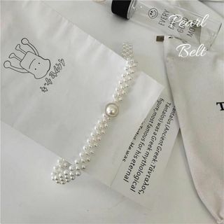 パールベルト　ビジュー　帯紐　着物　振袖　帯留　帯飾り　タッセル　結婚式(ベルト)