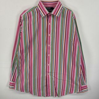 ポロラルフローレン(POLO RALPH LAUREN)の古着 ポロバイラルフローレン Polo by Ralph Lauren 長袖シャツ ストライプ L  ピンク系 マルチカラー メンズ(シャツ)