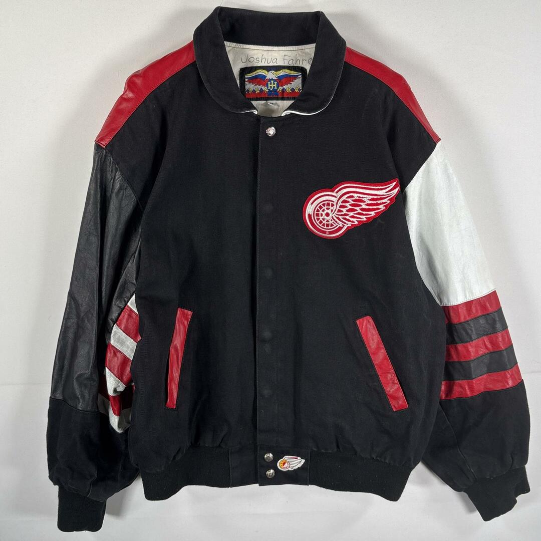 古着 JH USA製 スタジャン アームレザー NHL レッドウィングス 古着 JH USA製 スタジャン アームレザー NHL レッドウィングス