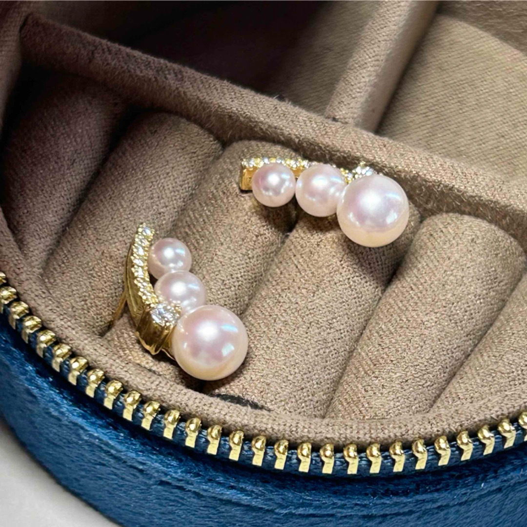 k18あこや真珠天然ダイヤモンドピアス