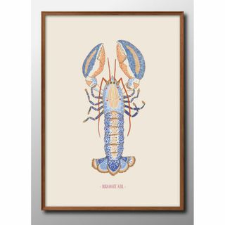 14650■A3 アート ポスター『ブルーロブスター　海老』絵画 マット(その他)