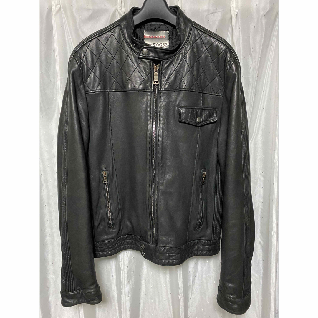 PRADA - PRADA 2008 キルティングレザージャケット ブラックの PRADA - PRADA 2008 キルティングレザージャケット ブラックの