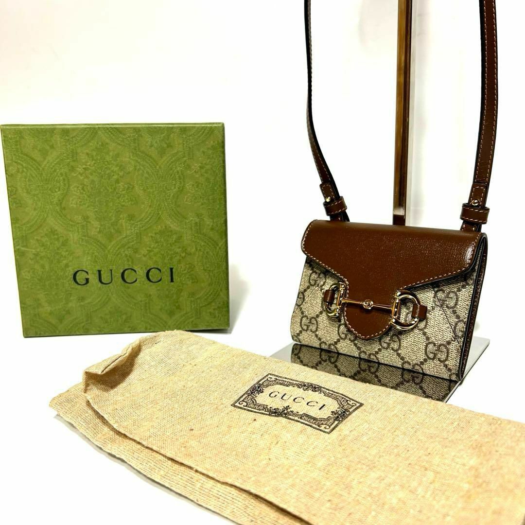 極美品】 GUCCI PVCxレザー GG柄 ホースビット ショルダーバッグ 極美品】 GUCCI PVCxレザー GG柄 ホースビット ショルダーバッグ