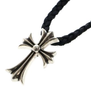 クロムハーツ(Chrome Hearts)のCHROME HEARTS クロムハーツ CH CRS SML BC/スモールCHクロス レザーブレイド Wボロチップ シルバーネックレス シルバー/ブラック(ネックレス)