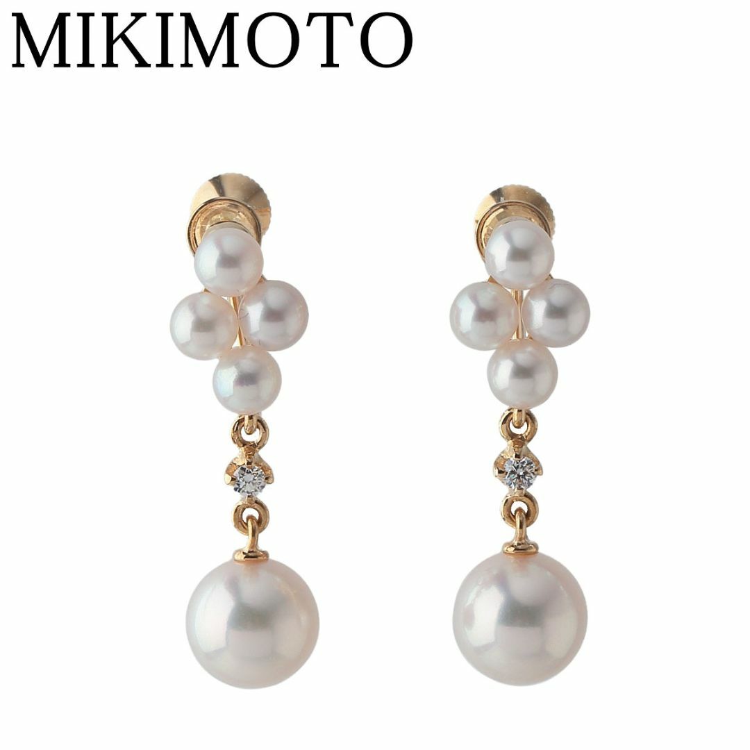 MIKIMOTO - ミキモト パール ダイヤ イヤリング アコヤパール3.5mm～6.9mm K18YG 揺れるデザイン 新品仕上げ済 MIKIMOTO【20362】