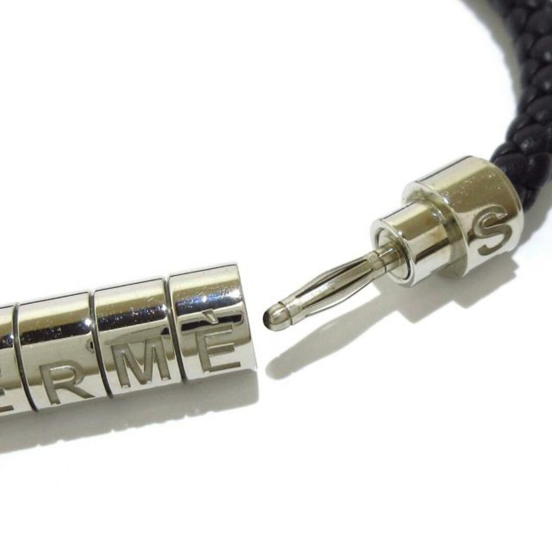 HERMES(エルメス) ブレスレット美品 ゴリアテ コード レザー 黒 HERMES(エルメス) ブレスレット美品 ゴリアテ コード レザー 黒