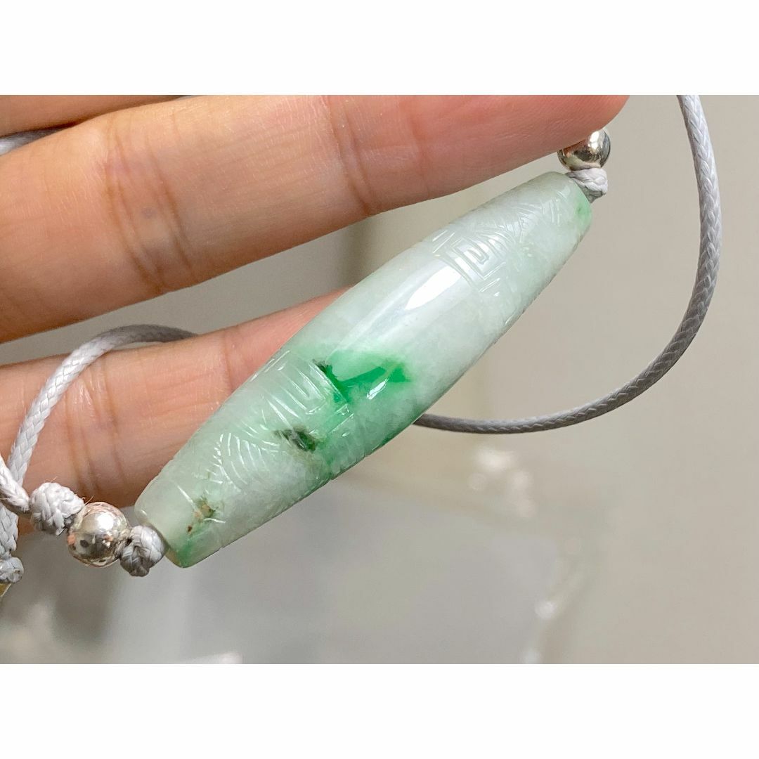 RS9-33 氷糯種 錦鯉 天珠 ペンダント 陽緑 本翡翠 ルース ネックレス