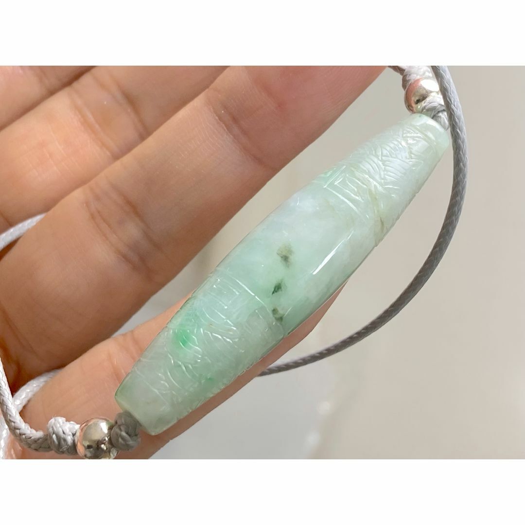 新入荷】本翡翠保証‼️天然翡翠氷糯種薄緑色バングル 内径約56.2