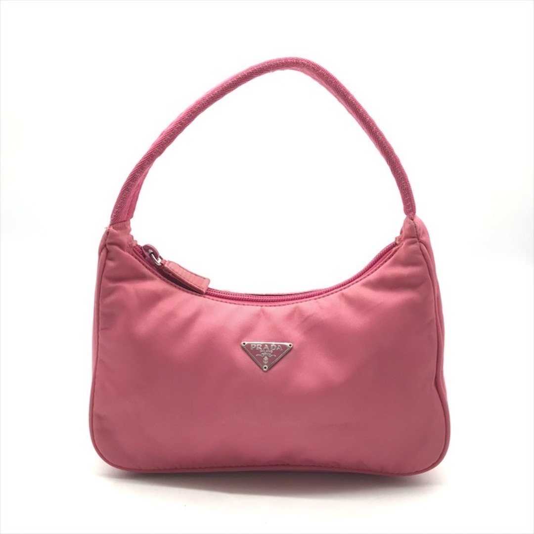 PRADA - 良品 PRADA プラダ ナイロン テスート 三角ロゴ プレート ハンド バッグ ピンク レディース k4689
