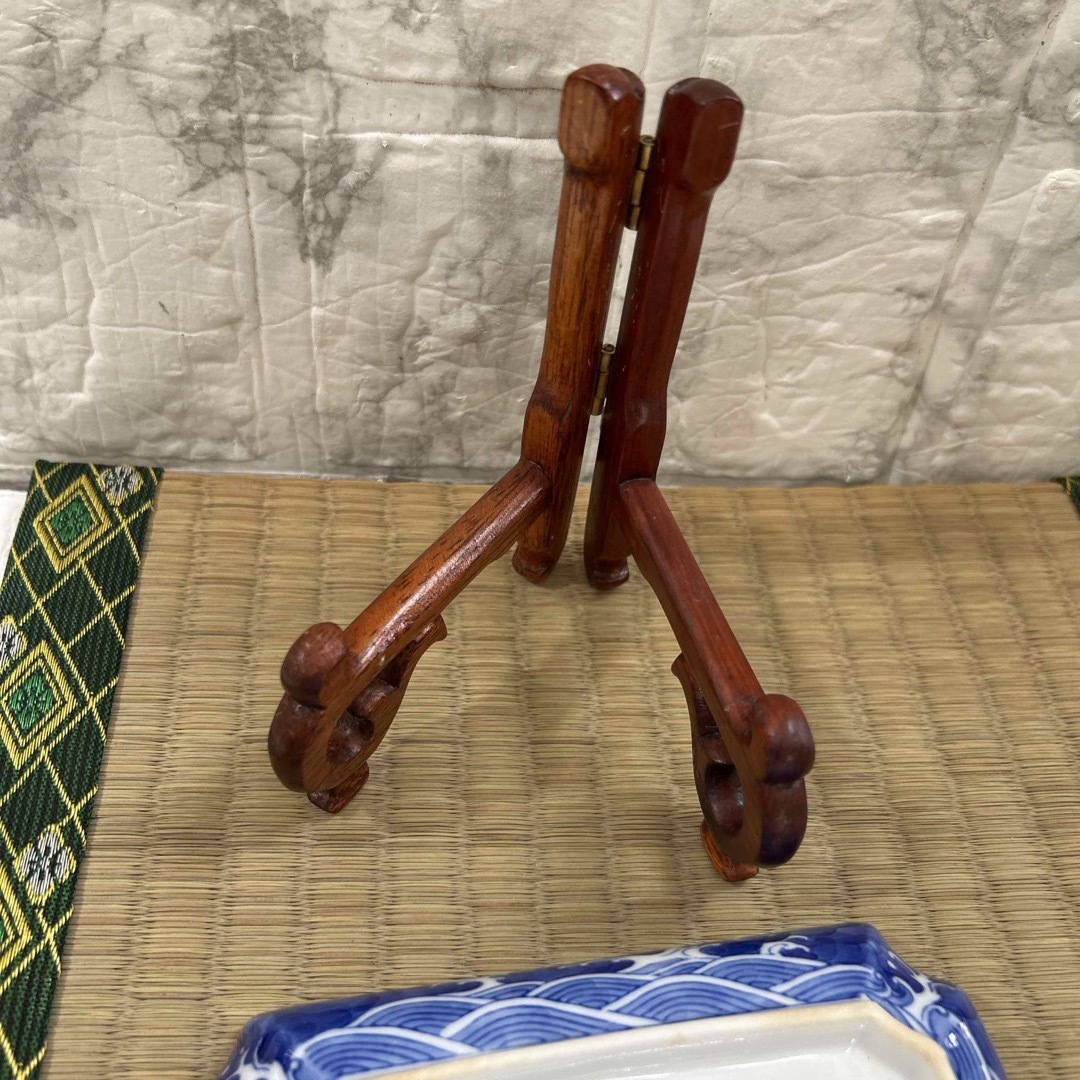 深川製磁 2点 古伊万里 金彩 牡丹 角皿 飾り皿 飾皿 エンタメ/ホビーの美術品/アンティーク(陶芸)の商品写真