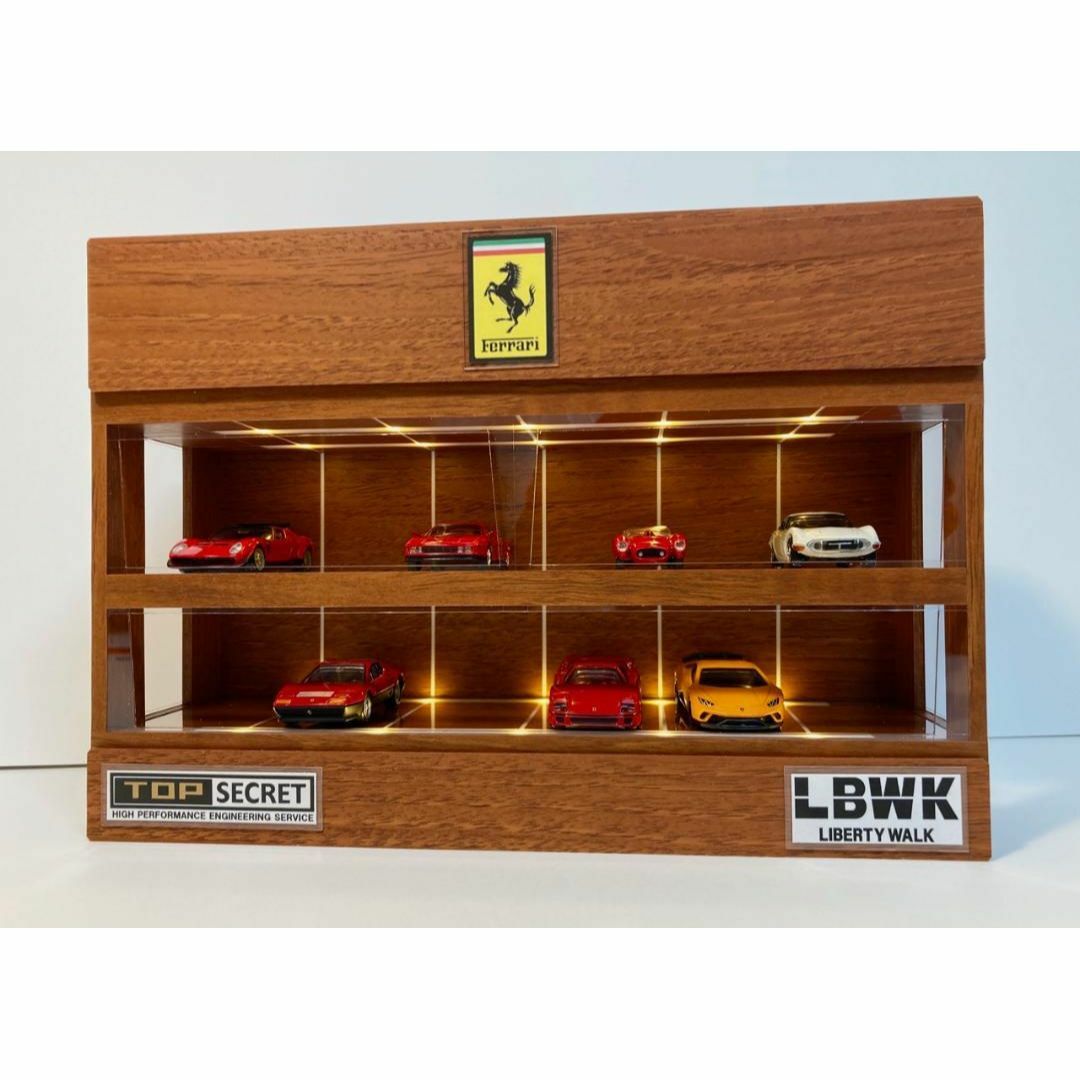 1/64展示16台可・チーク基調・2層式ディスプレーBOX /照明付ネオジオラマ 1/64展示16台可・チーク基調・2層式ディスプレーBOX /照明付ネオ