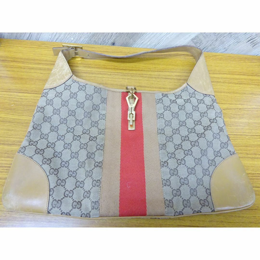 GUCCI - 鹿268/ GUCCI ジャッキー キャンバス レザー トートバッグ