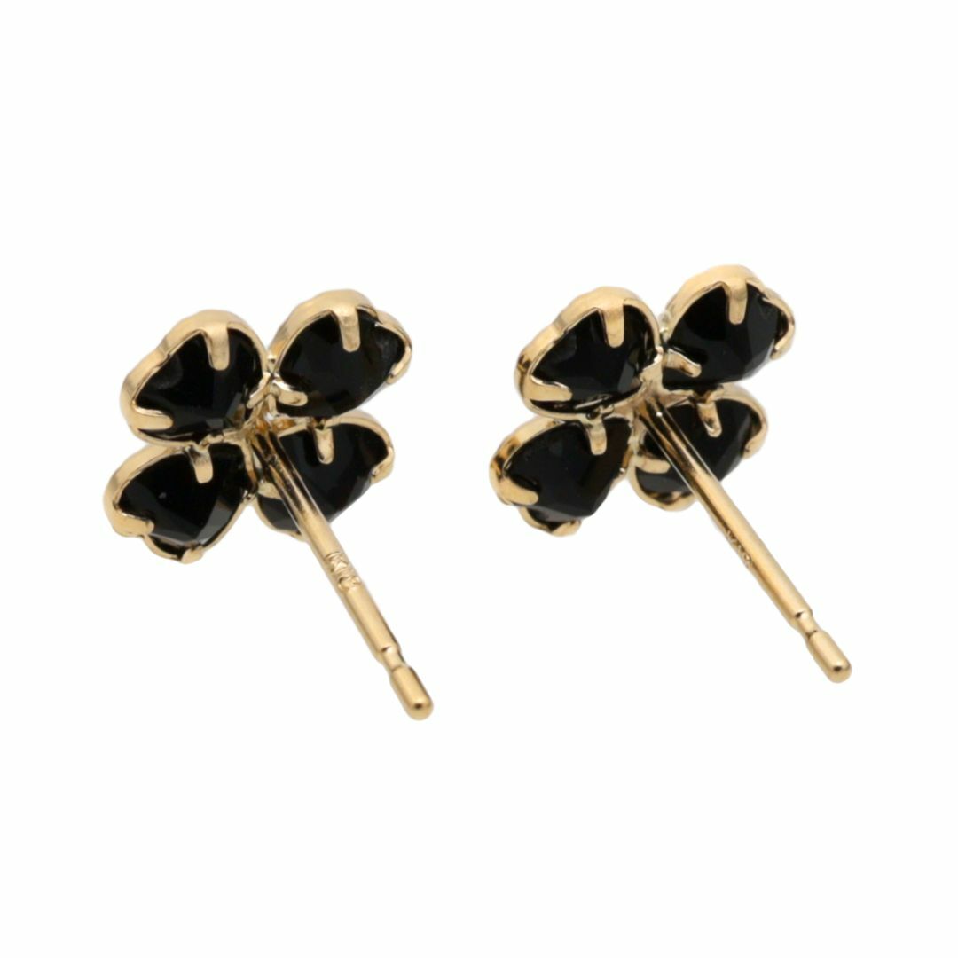 オニキスのハートがお花に見えるキュートピアス K18YG ピアス