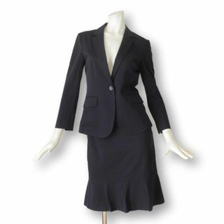 20【美品】アンタイトル スカートスーツ 2 濃紺 ダークネイビー ストレッチ