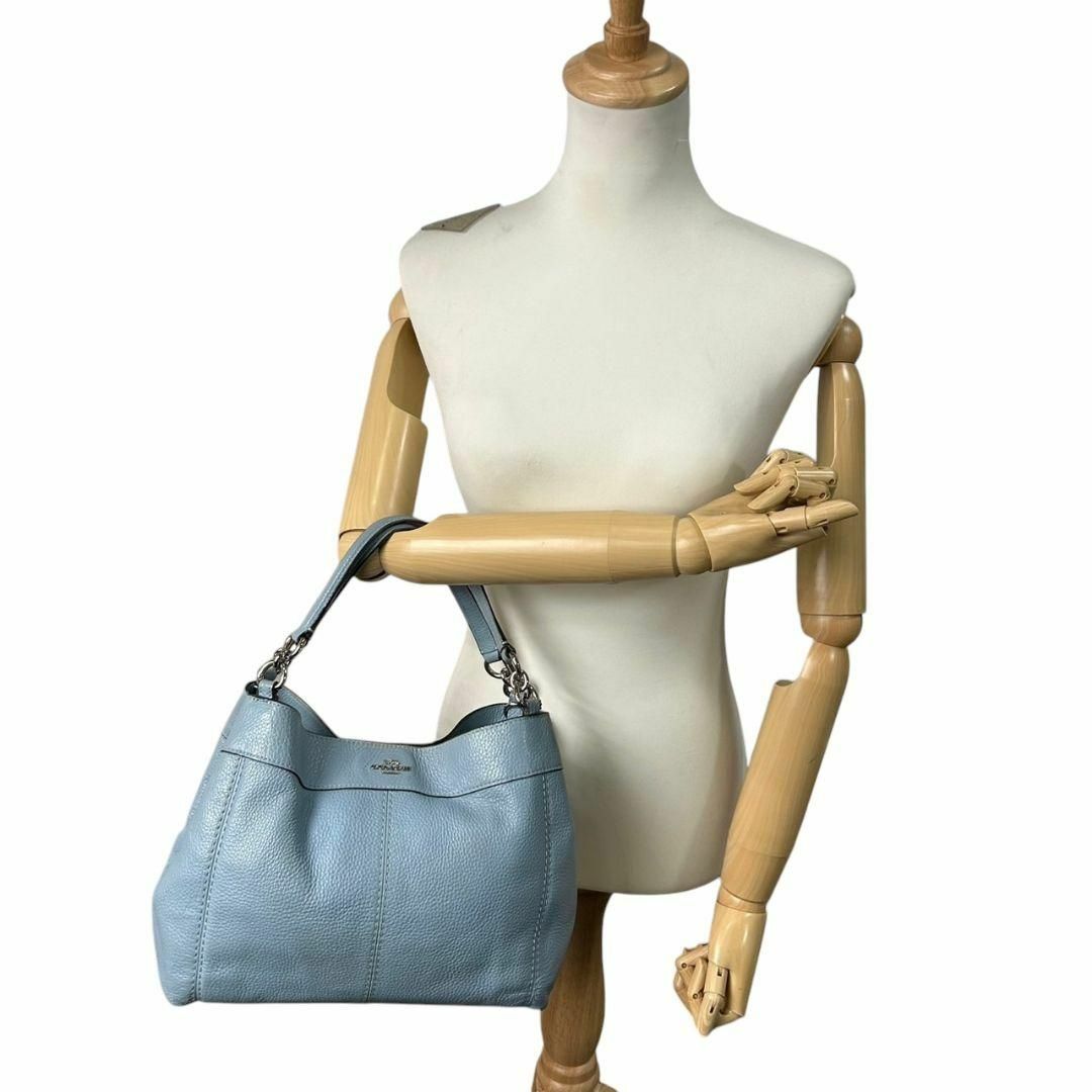 COACH コーチ ハンドバッグ トート T2 レザー 肩かけ可 水色 青 本革 COACH コーチ ハンドバッグ トート T2 レザー 肩かけ可 水色 青 本革