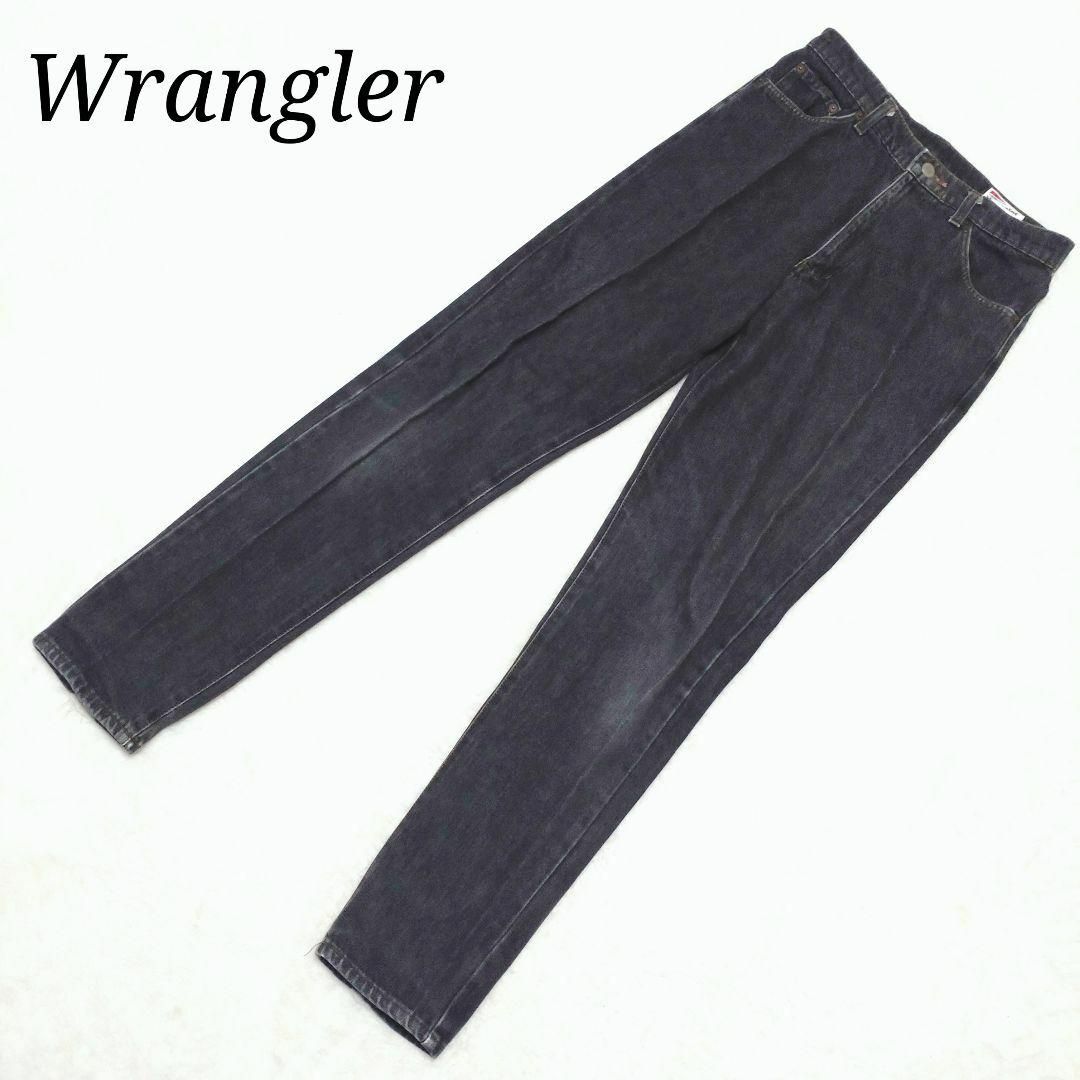 Wrangler - ラングラー　ストレートデニムパンツ　ダメージ加工　革パッチ　赤タグ　黒　日本製