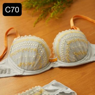 ウンナナクール(une nana cool)のウンナナクール C70 おさんぽみち3/4カップブラジャー グレー(ブラ)
