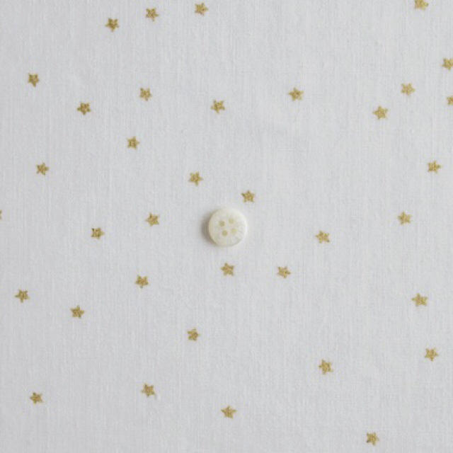 CHECK & STRIPE 星の綿麻 白にゴールド ハンドメイドの素材/材料(生地/糸)の商品写真