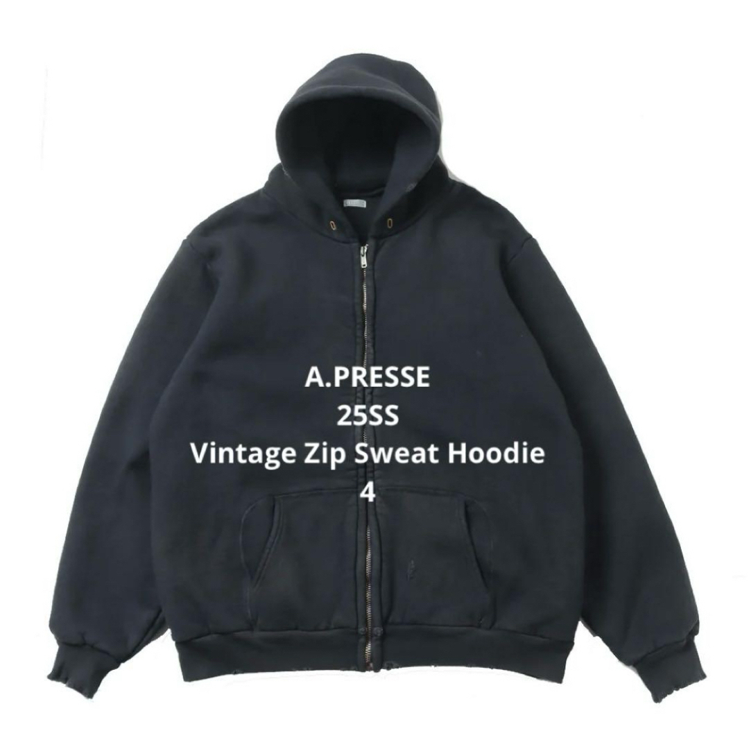A.PRESSE 25SS Vintage Zip Sweat Hoodie トップス A.PRESSE 25SS Vintage Zip Sweat Hoodie トップス
